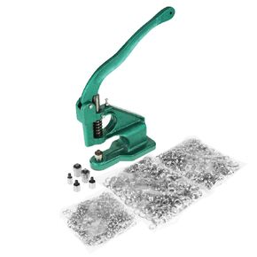 Hand Press Grommet Machine, Heavy Duty Grommet Eyelet Rivet Press Machine Industrial Table Mount Hole Punch Tool Kit with 3 Dies and 1500 Grommets for DIY Craft