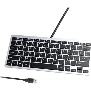 2021 ترقية جهاز الكمبيوتر المحمول لوحة مفاتيح USB سلكية صغيرة لأجهزة Mac وWindows 78 مفاتيح مقص صغيرة للغاية وصغيرة الحجم ولوحة مفاتيح الوسائط المتعددة (أسود)