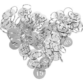 STOBOK 50pcs Stainless Steel Number Plate Tags Key Chains Round Labels 50 Numbered Keychains Key Identification Labels Identifiers Key Label Key Chain Labels Key Hanging Tag Number Cards