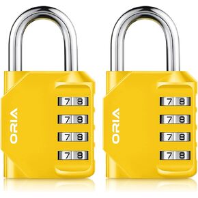 ORIA Anti-Rust, Weather Proof Combination Lock, 4-Digit, Black, Set of 2