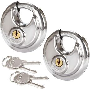 2 Pcs Discus Locks Stainless Steel Round Padlock Heavy Duty Rustproof Disc Padlock by STARVAST, 2-3/4 in. Wide (Keyed Different)