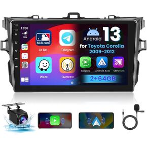 [2G+64G] ستيريو سيارة Hikity Android لسيارة Toyota Corolla 2009-2012، شاشة لمس 9 بوصة لاسلكية Apple Carplay Android Auto Radio مع نظام تحديد المواقع العالمي (GPS) وكاميرا احتياطية WiFi Bluetooth in Kuwait