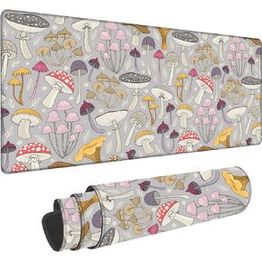 Gaming Desk Mat Large,Colorful Mushrooms Extended Mousepad,Non-Slip Rubber Mouse Pad Stitched Edges,Desktop Decorative Accessories for Home Office 31.5" x 15.7" in Kuwait