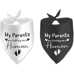 2 Pack My Parents are Getting Me a Human Dog Pregnancy Announcement Bandana Pregnancy Dog Bandana for Dogs Pet Accessories for Dog Lovers Pregnancy Reveal Ideas