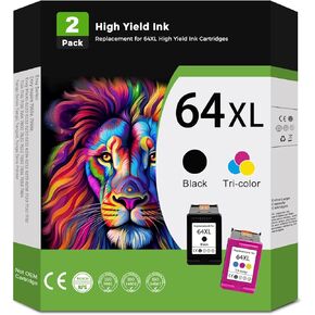 64XL Remanufactured Ink Cartridge Replacement for HP Ink 64 HP64 XL(Black Color,2-Pack) to Envy Photo 7855 7858 7800 7100 7120 7155 7158 7164 6255 6252 6232 7900e 7955e Tango X Printer,HP64XL