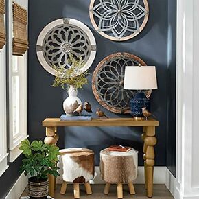 Colyltoy 3 Pieces Farmhouse Wall Decor, Rustic Wood Round Wall Art, Hanging Decoration for Living Room Bathroom Bedroom Home Indoor Outdoor Office,15.8inch