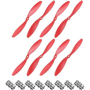 TOP-VIGOR 8pcs CW CCW RC Propellers 9047 9 x 4.7 Inch 2-Vane Fixed-Wing RC Vehicle Propellers Replacement for RC Airplane with Adapter Rings Nylon Red, 4CW+4CCW