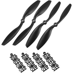 TOP-VIGOR 4pcs CW CCW RC Propellers 8045 8 x 4.5 Inch 2-Vane Fixed-Wing RC Vehicle Propellers Replacement for RC Airplane Toy with Adapter Rings Nylon Black, 2CW+2CCW