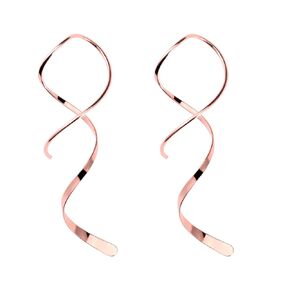 Spiral Threader Earrings,925 Sterling Silver Drop Dangle Handmade Curved Twisted Pull Through Earrings for Women Trendy-Long(gold)