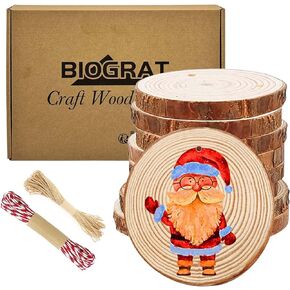 2 Inch Wood Slices Discs Ornaments for Crafts with Hole, 80 Pcs 2-2.4 Inches Diameter 0.2 inches thickniss with 2 Ropes