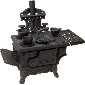 Black Mini Wood Cook Stove Set - 12 Inches Long With Accessories