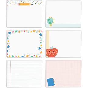 Cute Teacher Icons Sticky Note Pads / 4" x 3" Repositionable Classroom Sticky Notes / 50 Sheets Per Pad/Set of 6 Designs/Made in USA