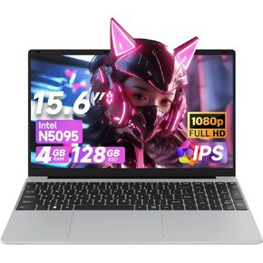 15.6 inch Laptop, FHD IPS 1920x1080 Screen, RAM 4GB SSD 128GB, Intel N5095, Backlit Keyboard, Window 11, WiFi, Bluetooth 4.2, USB 3.0, for Students and Business. in Saudi Arabia