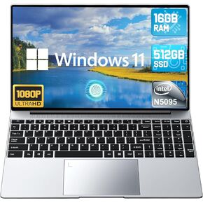2024 Newest 16'' Laptop Computer Windows 11, 16GB RAM 512GB SSD, Intel Quad-Core Processor(up to 2.9GHz), Full HD 1080P Laptop with USB Type-C&A, Mini HDMI, TF Card Slot, BT 4.2, Gray