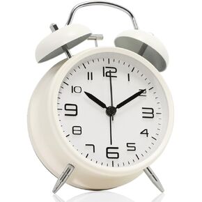 Betus [Non-Ticking Twin Bell Alarm Clock - Metal Frame 3D Dial with Backlight Function - Desk Table Clock for Home and Office - Midnight Black