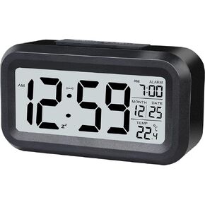 Alarm Clocks for Bedrooms,Digital Alarm Clock with LCD Screen,Snooze,12/24H,Battery Operated for Heavy Sleepers Adults Desk Travel Office-Pink
