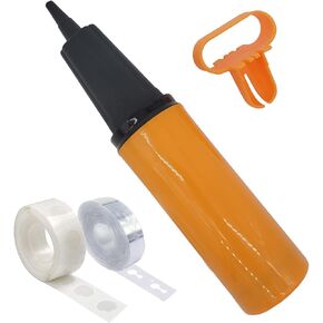 Balloon Pump Hand Held Kit, Inflator Air Pump for Balloons - 2 Way Manual Dual Action - Plus Accessories for Kids’ Party, Birthday Party, Special Event (1 Pump Kit (Orange))