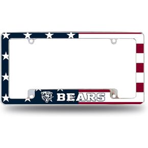 Rico Industries NFL Football Chicago Bears 12" x 6" Chrome All Over Automotive License Plate Frame for Car/Truck/SUV