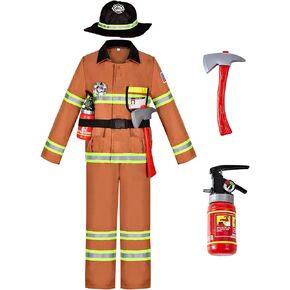 Firefighter Costume for Kids Boys Fireman Halloween Dress Up Costume