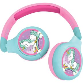 Lexibook HPBT010S Acoustix 2-in-1 Bluetooth Headphones-Stereo Wireless Wired, Foldable, Adjustable, Microphone, Lightweight, White/Silver