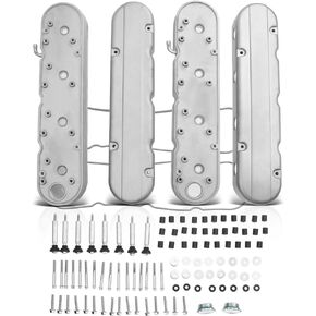 A-Premium Black GEN III/IV LS Engine Valve Cover, Aluminum LS Engine Finned Dress Up Kit For Hidden Coil Body, w/Integrated Coil Mount & Complete Accessory, Compatible with GM LS1 LS2 LS3 LS6 Engine