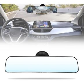 12''Anti Glare Rear View Mirror with Suction Cup, 360 Degrees Adjustable, HD Car Interior Rearview Mirror with Adjustable Suction Cup,Rear View Mirror Accessories Universal for Car Boat Truck SUV Van