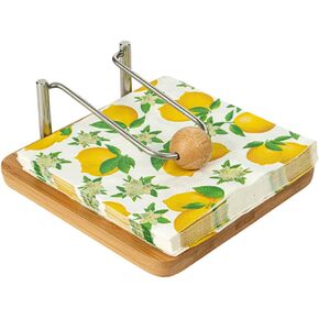 Restaurantware Nature Tek 7.7 x 7. 7 x 2.3 Inch Rustic Napkin Holder 1 Flat Outdoor Napkin Holder - Weighted Arm For Cocktail Napkins Bamboo Table Napkin Holder