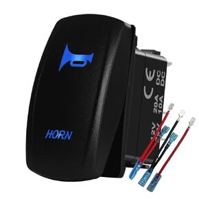 Blue Led Horn Button Momentary Rocker Switch 5Pin Mom (ON)-Off Mom Toggle Switch for Automotive Truck RV UTV RZR Can-Am SXS 12V 24V