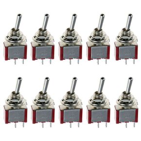 ESUPPORT On/Off Mini Miniature Toggle Switch Car Dash Dashboard SPST 2Pin Pack of 10