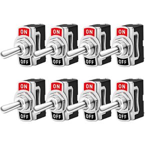 FULARR 8Pcs Professional Car Toggle Switch, ON/Off 2 Position SPST Metal Auto Rocker Switch, 2 Pin Rocker Toggle Switch, for Car Auto Truck Boat –– 6A 250VAC / 10A 125VAC