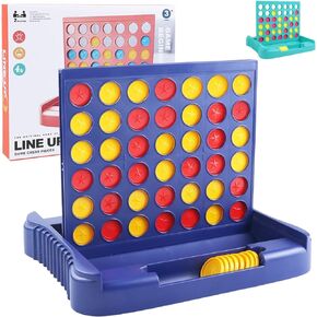 4 in a Row Connect Game, Travel Board Games for Kids Adults, Get 4 in a Row to Win - Blue, 9 x 7.4 inches