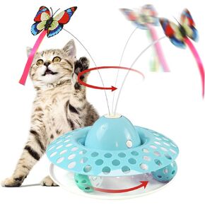 Interactive Cat Toys Automatic Electric Rotating Butterfly & Ball Exercise Kitten Toy Funny Cat Teaser Toys