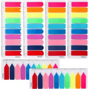 2000 Pieces Page Markers Sticky Notes Book Tabs, 5 Designs Colored Writable Index Annotation Tabs Arrow Flags, Small Cute Neon Translucent Tabs (10 Bright Colors)