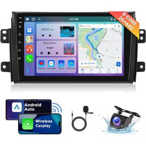 [8 CORE 2G+64G] راديو السيارة لسوزوكي SX4 2006-2013 مع Carplay اللاسلكي/Android Auto، 9 بوصة Android 13 IPS شاشة تعمل باللمس ستيريو السيارة، بلوتوث، GPS Navi، WiFi، SWC، DSP + كاميرا احتياطية
