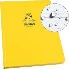 Rite In The Rain Weatherproof Hard Cover Notebook, 8 3/4" x 11 1/4", Yellow Cover, Universal Pattern (No. 370F-MX)