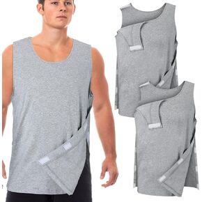 2 Pieces Post Shoulder Surgery Shirts Snap Open Tearaway Shirt Unisex Shoulder Recovery Tshirt Tank for Women Men