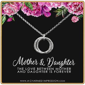 Mother and Daughter Gift - The Love Between Last Forever - Hammered Linked Infinity Ring Necklace 14k Gold