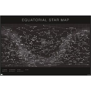 Trends International Astrology - Equatorial Star Map Wall Poster, 14.725" x 22.375", Barnwood Framed Version
