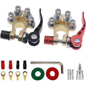 2 PCS Cables Terminal Connectors Kit, Cables Terminal Connectors, 4 Way Quick Release Disconnect Terminals with Washers, for Marine Car Boat RV Cables Accessories (Multicolored)