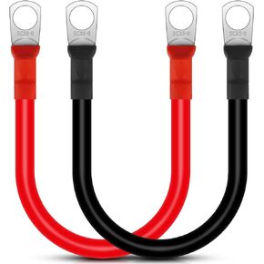 Linkstyle 2PCS 2AWG Gauge Battery Cables,15cm/ 6inch 12V Copper Battery Power Inverter Leads, with 5/16" Lugs Ring Terminals
