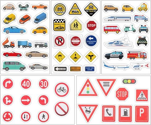 Toddmomy 10 أوراق لافتات الطرق ملصقات إشارات المرور ملصقات علامات الشوارع الشارات علامات النقل في الشوارع للأطفال مجموعة لعب البناء in Kuwait
