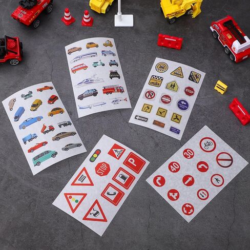 Toddmomy 10 أوراق لافتات الطرق ملصقات إشارات المرور ملصقات علامات الشوارع الشارات علامات النقل في الشوارع للأطفال مجموعة لعب البناء in Kuwait