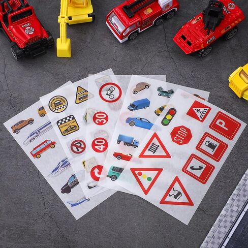 Toddmomy 10 أوراق لافتات الطرق ملصقات إشارات المرور ملصقات علامات الشوارع الشارات علامات النقل في الشوارع للأطفال مجموعة لعب البناء in Kuwait