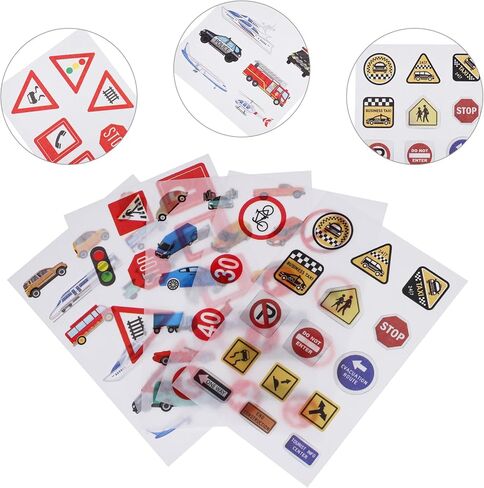Toddmomy 10 أوراق لافتات الطرق ملصقات إشارات المرور ملصقات علامات الشوارع الشارات علامات النقل في الشوارع للأطفال مجموعة لعب البناء in Kuwait