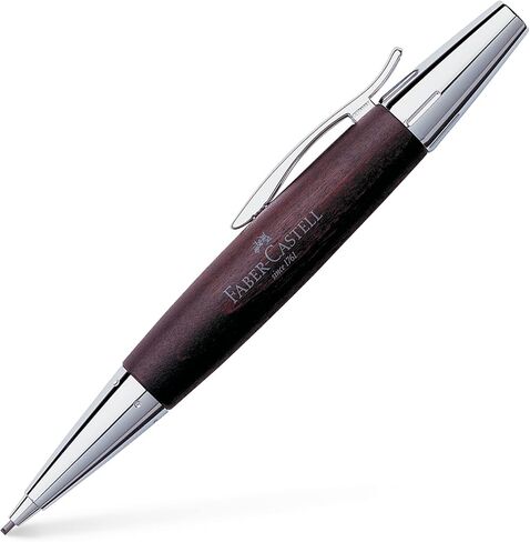 Faber-Castell Design E-Motion Pearwood Polished Chrome Dark Brown Mechanical Pencil 138381 in Saudi Arabia
