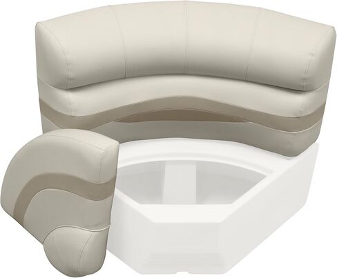 Wise BM11028-1066 Premier Series Pontoon 28" Radius Corner Seat Cushion Set, Stone/Mocha Java/Khaki in Saudi Arabia