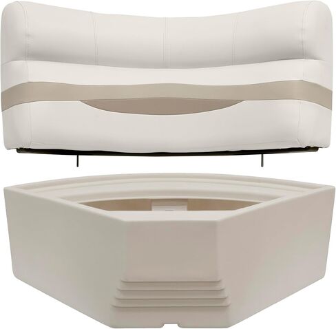 Wise BM11028-1066 Premier Series Pontoon 28" Radius Corner Seat Cushion Set, Stone/Mocha Java/Khaki in Saudi Arabia