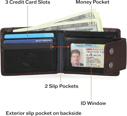 Harley Davidson Men's Leather RFID Blocking Billfold Wallet in Saudi Arabia