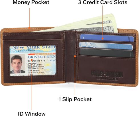 Harley Davidson Men's Leather RFID Blocking Billfold Wallet in Saudi Arabia