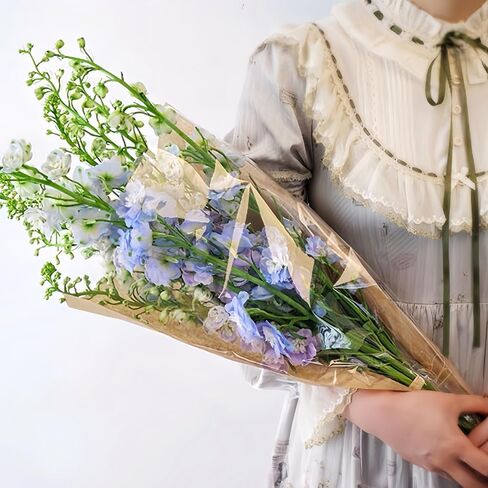 BBJ WRAPS أكمام زهور بنية للباقات، كيس ورقي لتغليف الزهور مقاوم للماء، غلاف زهور بلاستيكي شفاف لمستلزمات ترتيبات الزهور، 4.7 × 14 × 22 بوصة، 100 قطعة in Kuwait